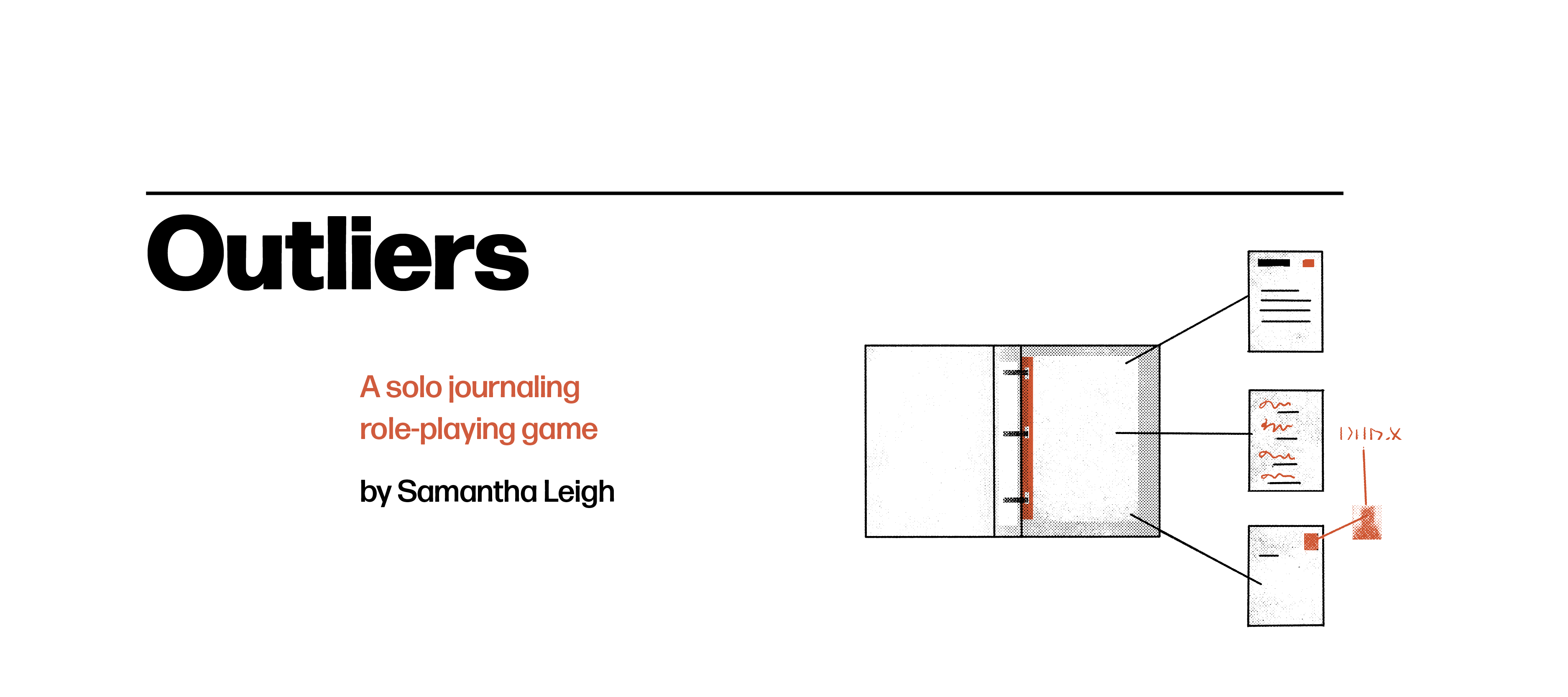 Header image for Outliers, which has a drawing of a research binder