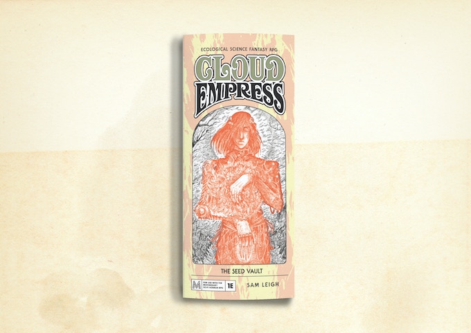 A mock of the pamphlet adventure cover for The Seed Vault from the Kickstarter page